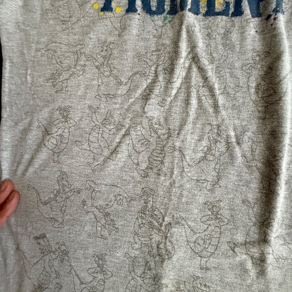 Disneyland Resort Figment Long Sleeve Shirt S Hanes Gray 90% Cotton 10% Polyeste - Picture 4 of 5